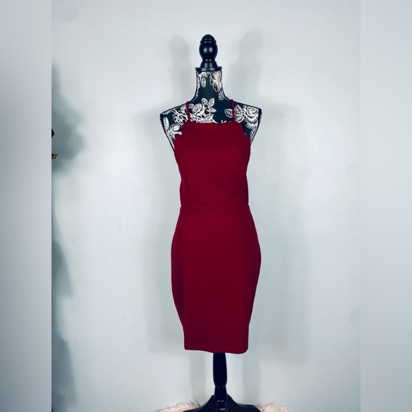 NWT Lush Pitaya maroon strappy bodycon dress size large - Picture 12 of 12